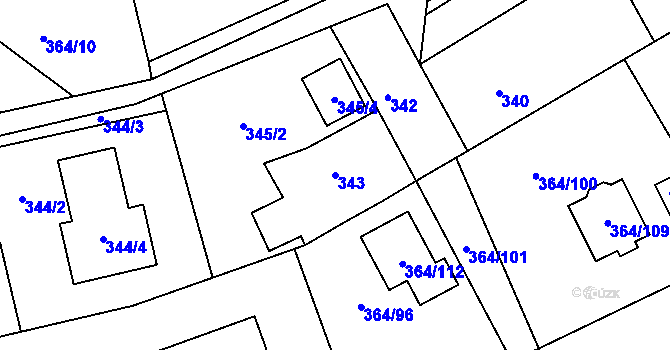Parcela st. 343 v KÚ Klepačov, Katastrální mapa