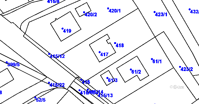 Parcela st. 417 v KÚ Klepačov, Katastrální mapa