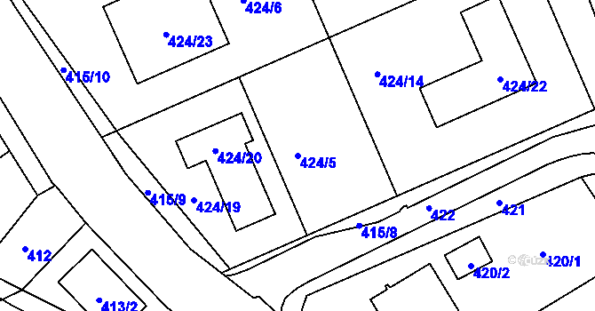 Parcela st. 424/5 v KÚ Klepačov, Katastrální mapa