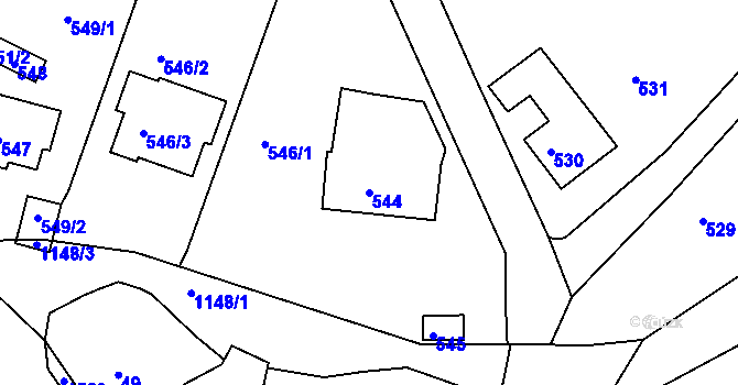 Parcela st. 544 v KÚ Klepačov, Katastrální mapa