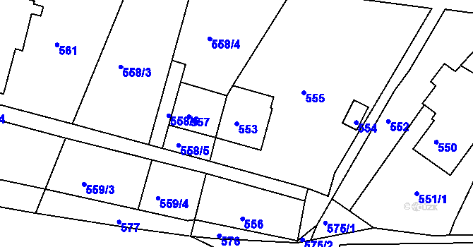 Parcela st. 553 v KÚ Klepačov, Katastrální mapa
