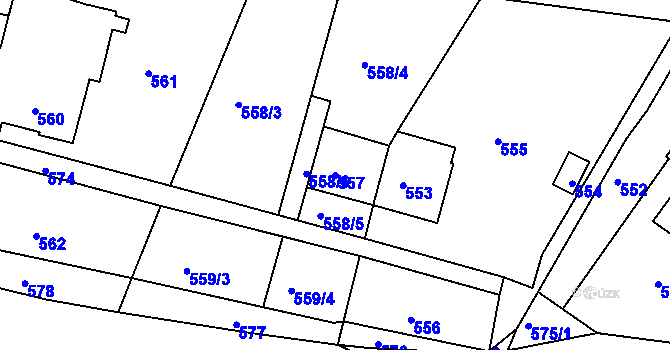 Parcela st. 557 v KÚ Klepačov, Katastrální mapa