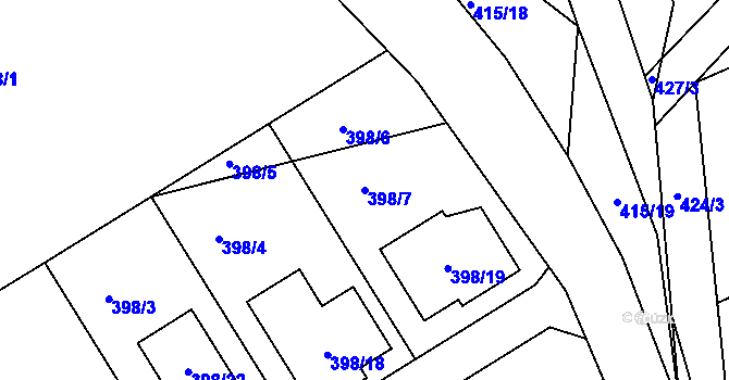 Parcela st. 398/7 v KÚ Klepačov, Katastrální mapa
