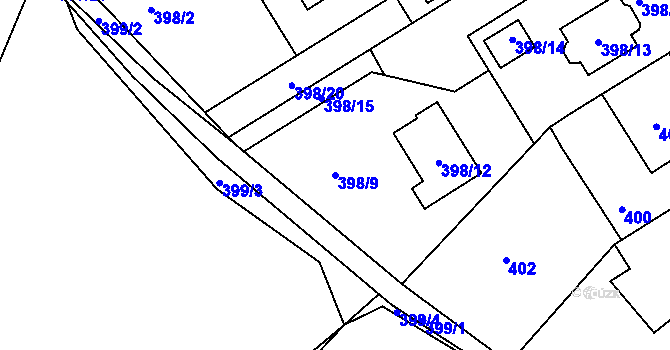 Parcela st. 398/9 v KÚ Klepačov, Katastrální mapa