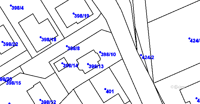 Parcela st. 398/10 v KÚ Klepačov, Katastrální mapa
