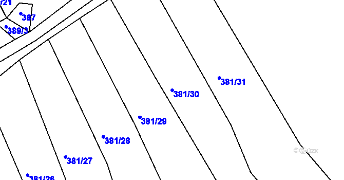 Parcela st. 381/30 v KÚ Klepačov, Katastrální mapa