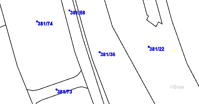 Parcela st. 381/36 v KÚ Klepačov, Katastrální mapa