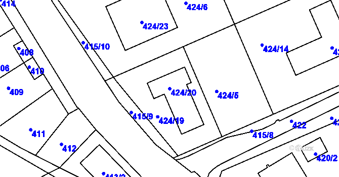 Parcela st. 424/20 v KÚ Klepačov, Katastrální mapa