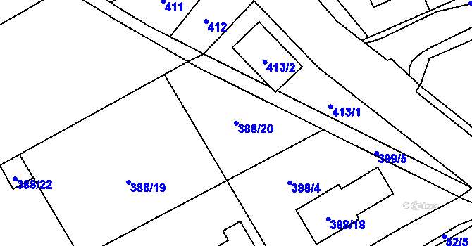 Parcela st. 388/20 v KÚ Klepačov, Katastrální mapa
