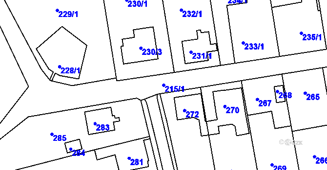 Parcela st. 215/1 v KÚ Klepačov, Katastrální mapa