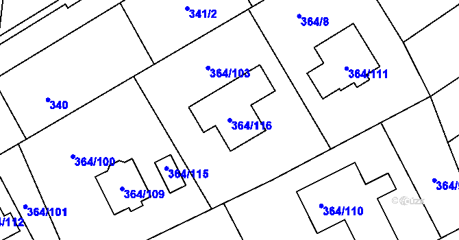 Parcela st. 364/116 v KÚ Klepačov, Katastrální mapa