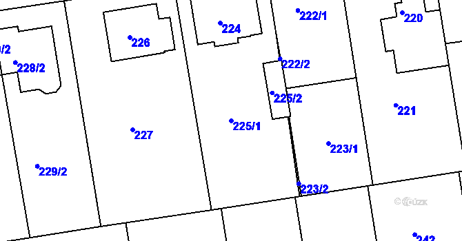 Parcela st. 225/1 v KÚ Klepačov, Katastrální mapa