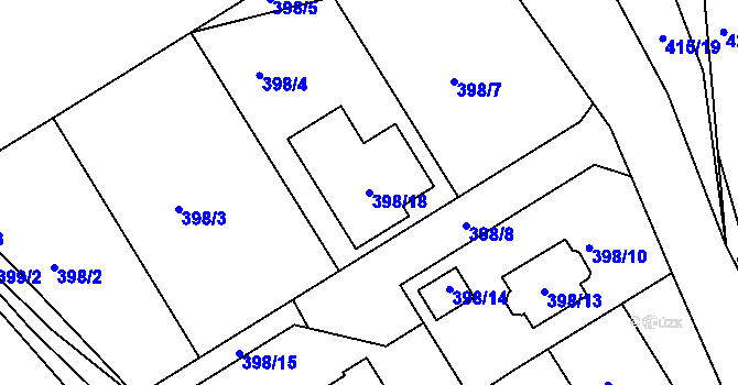 Parcela st. 398/18 v KÚ Klepačov, Katastrální mapa