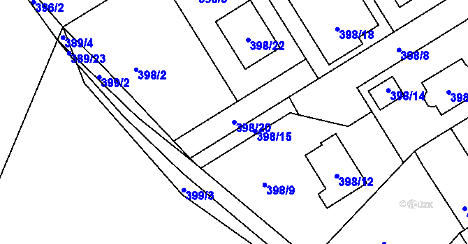 Parcela st. 398/20 v KÚ Klepačov, Katastrální mapa