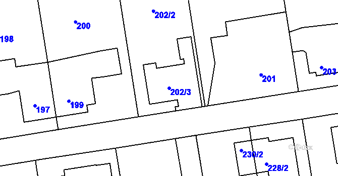 Parcela st. 202/3 v KÚ Klepačov, Katastrální mapa