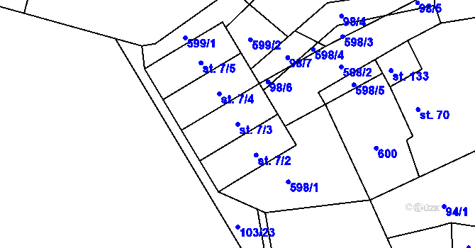 Parcela st. 7/3 v KÚ Klešice, Katastrální mapa