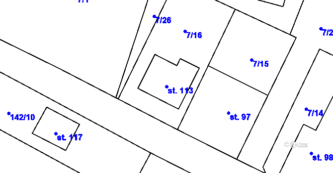 Parcela st. 113 v KÚ Klešice, Katastrální mapa