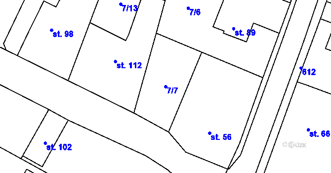 Parcela st. 7/7 v KÚ Klešice, Katastrální mapa