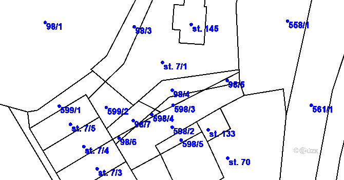 Parcela st. 98/4 v KÚ Klešice, Katastrální mapa