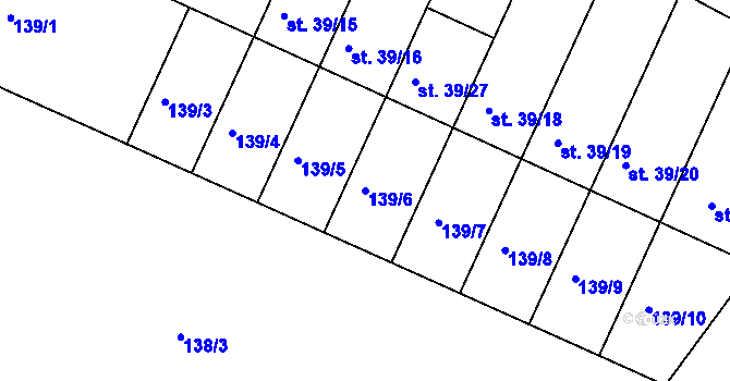 Parcela st. 139/6 v KÚ Klešice, Katastrální mapa