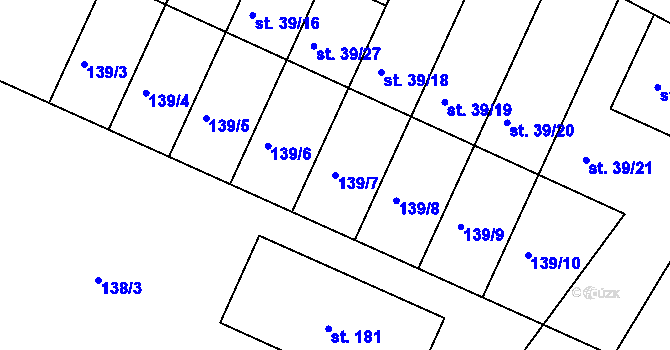 Parcela st. 139/7 v KÚ Klešice, Katastrální mapa