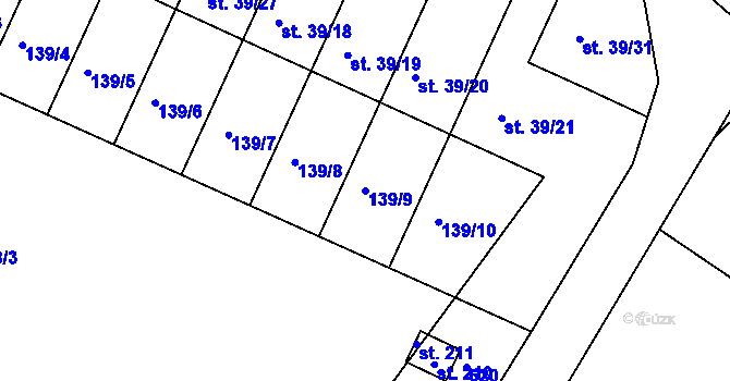 Parcela st. 139/9 v KÚ Klešice, Katastrální mapa