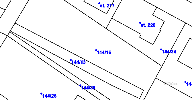 Parcela st. 144/16 v KÚ Klešice, Katastrální mapa