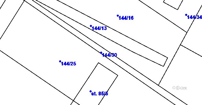 Parcela st. 144/30 v KÚ Klešice, Katastrální mapa