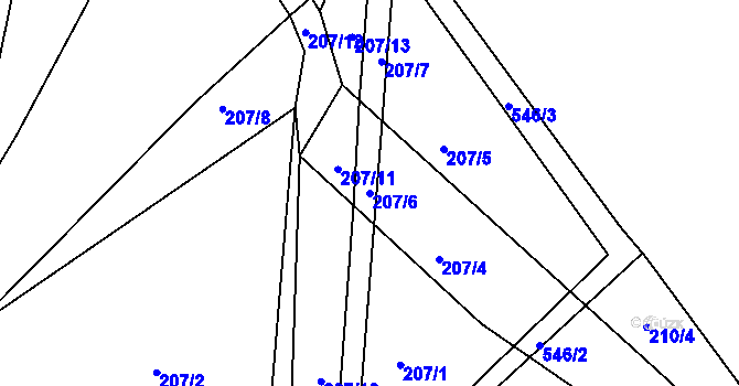 Parcela st. 207/6 v KÚ Klešice, Katastrální mapa
