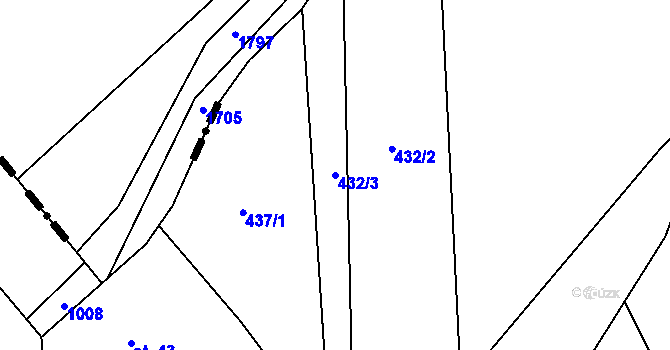 Parcela st. 432/3 v KÚ Klešice, Katastrální mapa