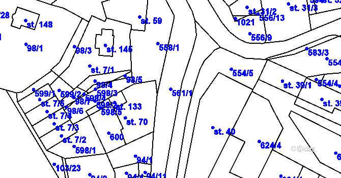 Parcela st. 561/1 v KÚ Klešice, Katastrální mapa