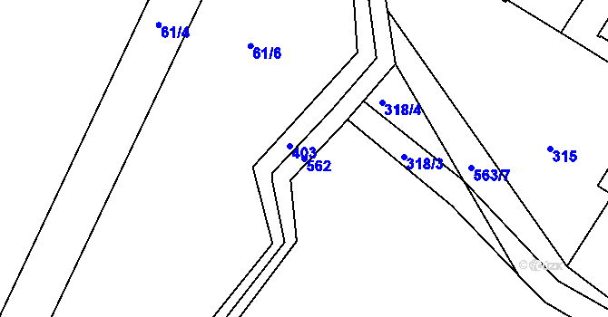 Parcela st. 562 v KÚ Klešice, Katastrální mapa