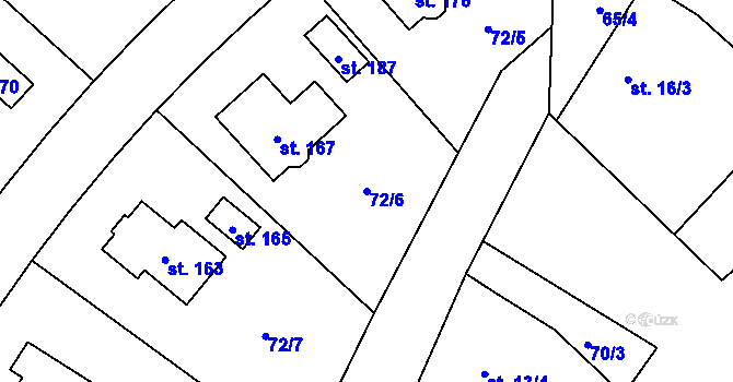 Parcela st. 72/6 v KÚ Klešice, Katastrální mapa