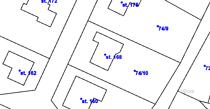 Parcela st. 168 v KÚ Klešice, Katastrální mapa