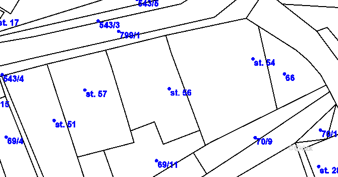 Parcela st. 56 v KÚ Kletečná u Humpolce, Katastrální mapa