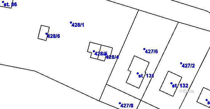Parcela st. 428/4 v KÚ Kletečná u Humpolce, Katastrální mapa