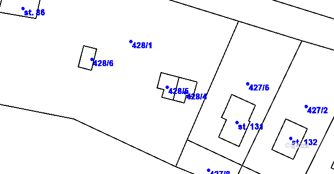Parcela st. 428/5 v KÚ Kletečná u Humpolce, Katastrální mapa