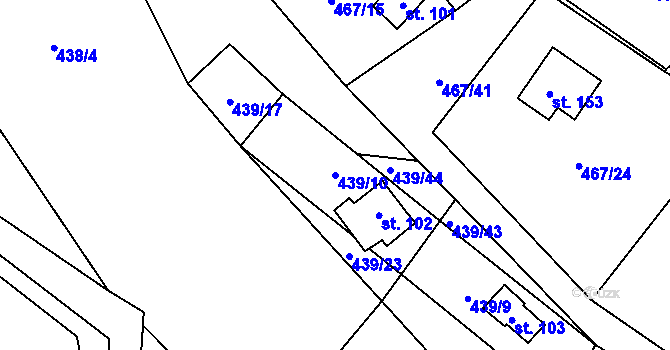 Parcela st. 439/10 v KÚ Kletečná u Humpolce, Katastrální mapa