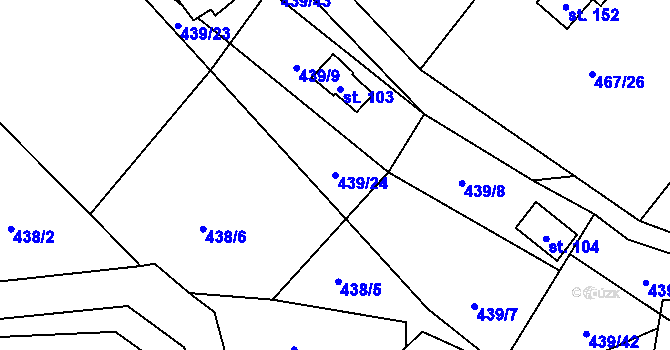 Parcela st. 439/24 v KÚ Kletečná u Humpolce, Katastrální mapa