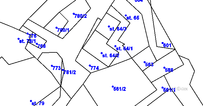 Parcela st. 64/2 v KÚ Kletečná u Humpolce, Katastrální mapa