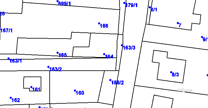 Parcela st. 164 v KÚ Kletné, Katastrální mapa