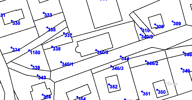 Parcela st. 340/2 v KÚ Kletné, Katastrální mapa