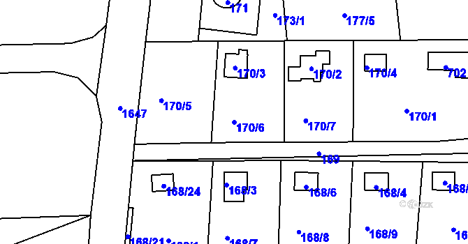 Parcela st. 170/6 v KÚ Kletné, Katastrální mapa