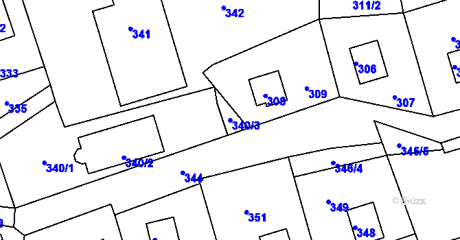 Parcela st. 340/3 v KÚ Kletné, Katastrální mapa
