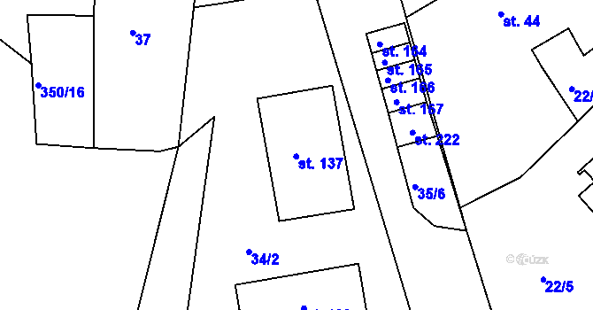Parcela st. 137 v KÚ Klíčany, Katastrální mapa