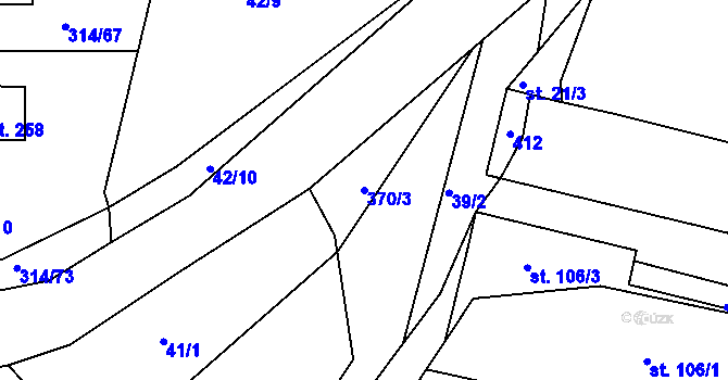Parcela st. 370/3 v KÚ Klíčany, Katastrální mapa