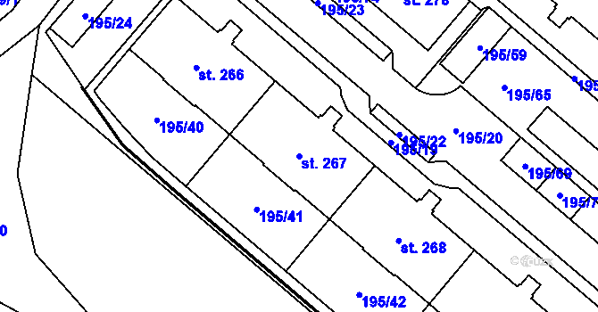Parcela st. 267 v KÚ Klíčany, Katastrální mapa
