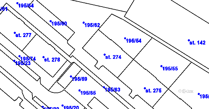 Parcela st. 274 v KÚ Klíčany, Katastrální mapa