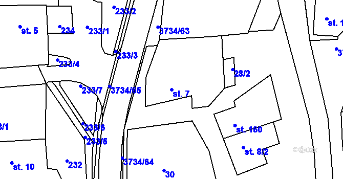 Parcela st. 7 v KÚ Klíčov u Mrákova, Katastrální mapa