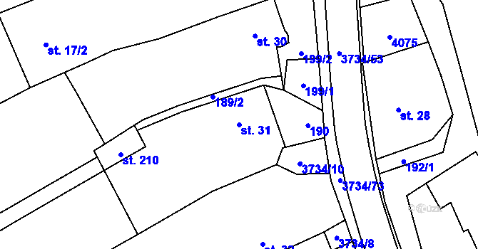 Parcela st. 31 v KÚ Klíčov u Mrákova, Katastrální mapa